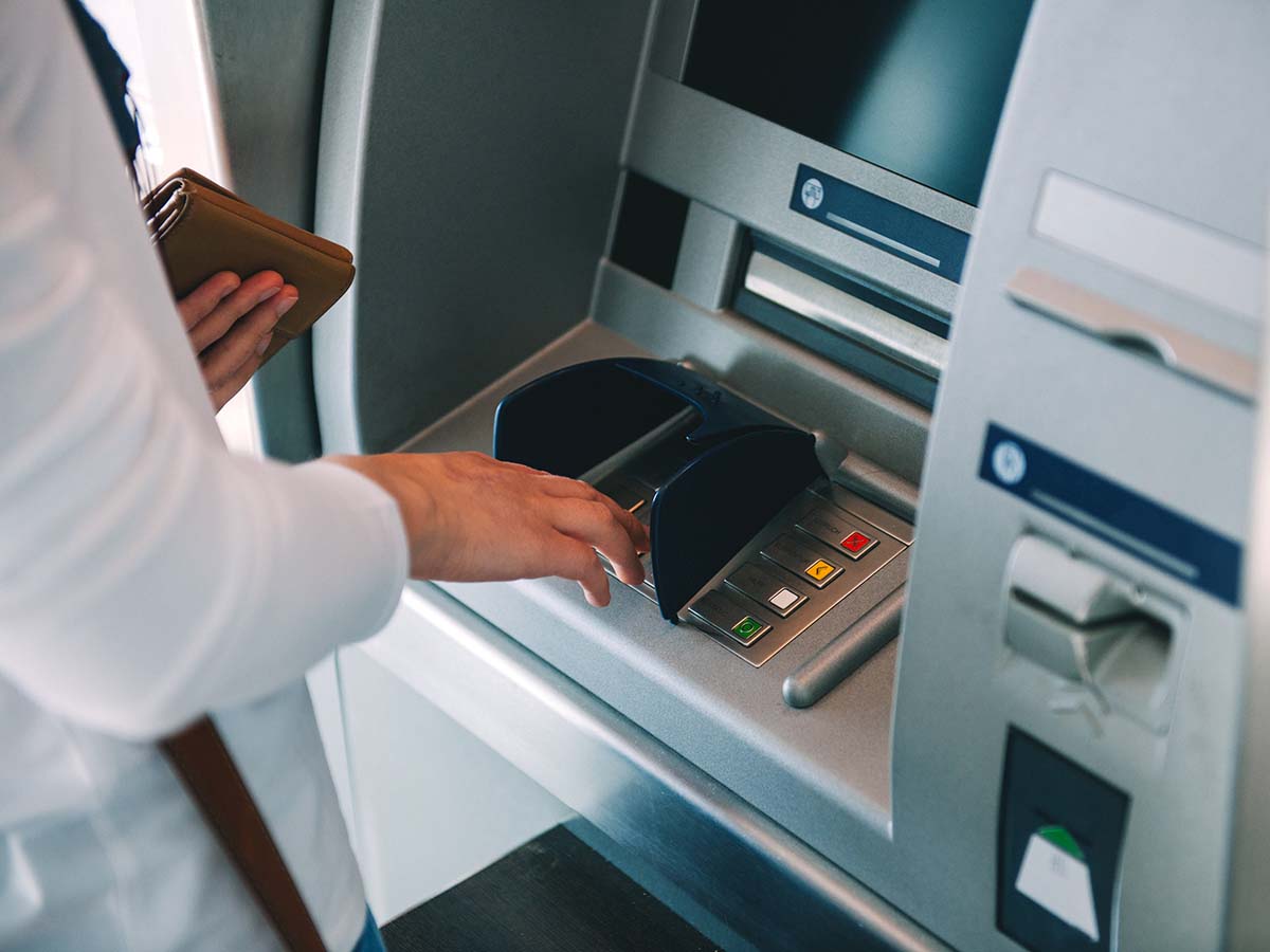 Person using an ATM
